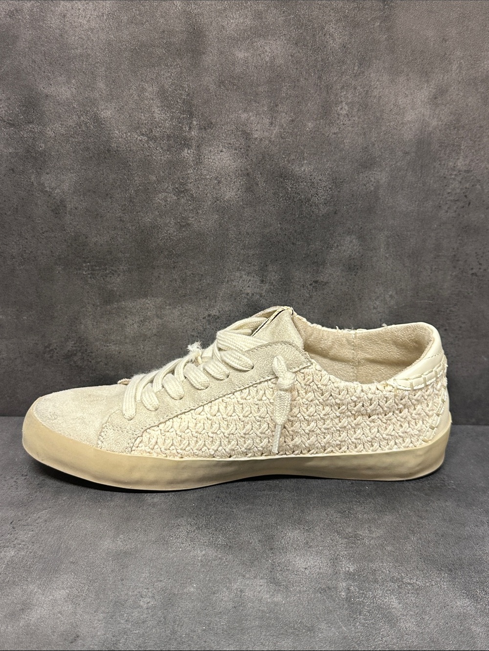 ShuShop Paula Woven Star Casual Lace-Up Sneakers Color Bone/Cream Women’s Size 8 - Picture 4 of 10